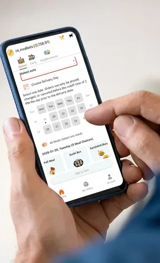 Parent ordering a school lunch in the MealBets app